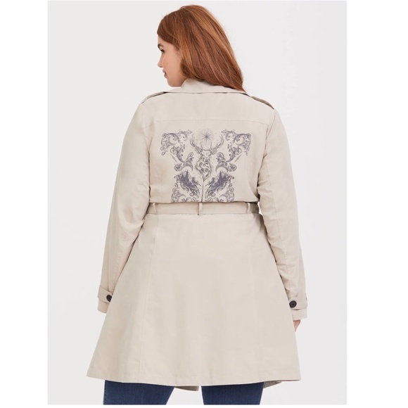 Torrid x Harry Potter Tan Grey Patronus Lightweight Lined Belted Trench Coat 4X - Picture 1 of 16